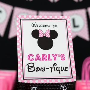 Letrero de bienvenida de Minnie Mouse: descarga instantánea Letrero de bienvenida de fiesta de Minnie: letrero de Minnie Mouse imprimible de Printable Studio