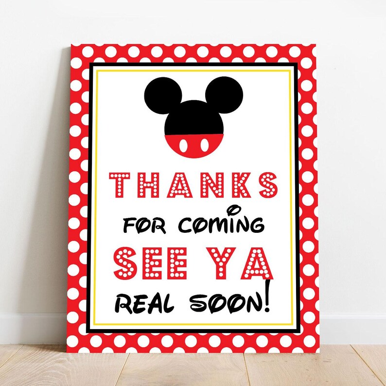Mickey Party Signs - Instant Download Mickey Mouse Party Signs - Printable Set of Mickey Mouse Birthday Signs image 6
