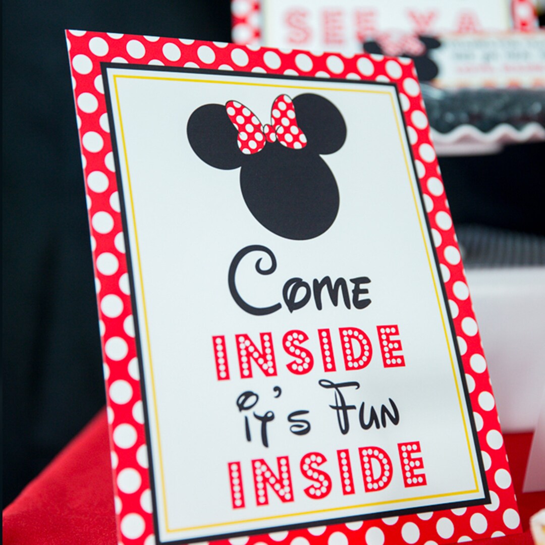 Come Inside It's Fun Inside Sign - Instant Download Minnie Mouse Party ...