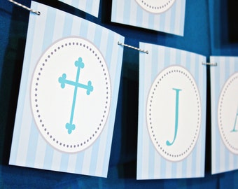 Baptism Banner - First Communion Banner - God Bless Banner - Printable Banner Instant Download Banner by Printable Studio