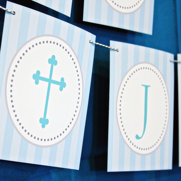 Baptism Banner - First Communion Banner - God Bless Banner - Printable Banner Instant Download Banner by Printable Studio