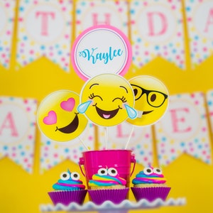 Centres de table Emoji Party Centres de table Emoji Décorations de table Party Pooper Centres de table imprimables par Printable Studio image 1