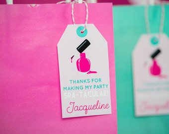 Editable Spa Birthday Favor Tags, Spa Birthday Party Thank You Tag, Printable Spa Party Favor Tags