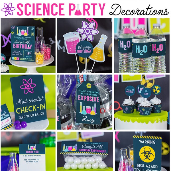 Girls Science Party Decorations - Girls Science Birthday Decorations - STEM Party Decorations - Science Lab Decorations - Science Experiment