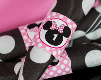 Minnie Mouse Serviettenring - Minnie Party Besteck Ring - Minnie Servietten - Rosa Minnie Mouse Servietten von Printable Studio