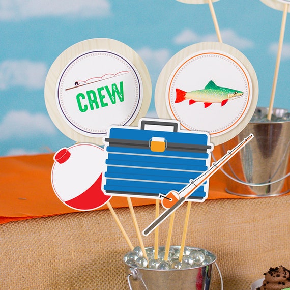 Fishing Party Centerpieces Instant Download Fishing Party Table Decorations  Fishing Birthday Party Decorations Fishing Centerpieces 