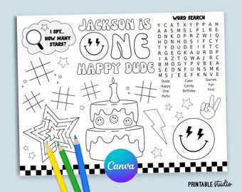One Happy Dude Coloring Page, Happy Dude Coloring Sheet, One Happy Dude Coloring Party Favors, Happy Dude One Coloring Page