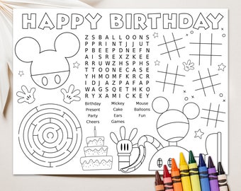 Mickey Mouse Coloring Page Mickey Activity Page Mickey Mouse Birthday Party Activity Placemat Printable Mickey Mouse Party Game