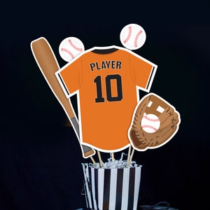 Baseball Centerpieces in Orange Black Printable Baseball Table Decorations Instant Download Baseball Banquet Cutouts in Orange Black
