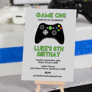 Video Game Birthday Invitation, Video Game Birthday Party Invitation Printable Video Game Party Black Video Game Controller