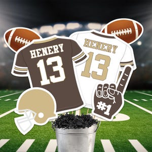 Football Centerpieces in Brown and Gold, Printable Football Party Centerpieces Brown Gold Football Centerpieces, Football Table Decorations
