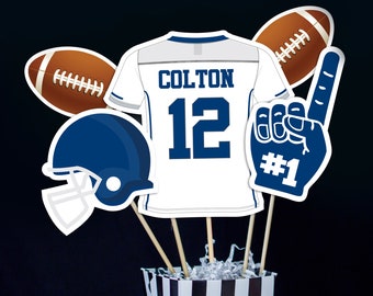 Football Centerpieces in Royal Blue - Printable Football Birthday Party Centerpieces - Football Party Decorations in Royal Blue