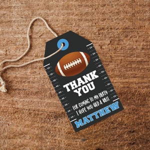 Football Favor Tags in Light Blue - Printable Football Party Tags - Instant Download Football Favors - Football Birthday Party Thank You Tag