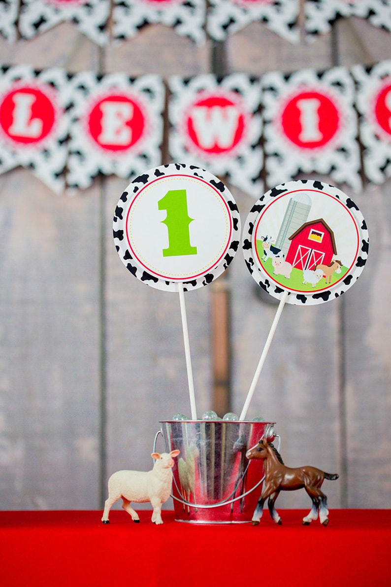 Farm Party Centerpieces in Red Instant Download Farm Party Etsy