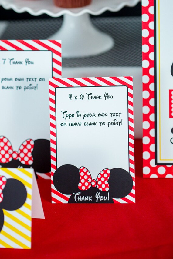 Red Minnie Mouse Thank You Card INSTANT DOWNLOAD - Printable Minnie Thank You Card by Printable Studio Il_570xn
