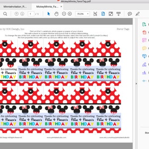 Mickey and Minnie Mouse Favor Tags Printable Minnie Mouse and Mickey ...