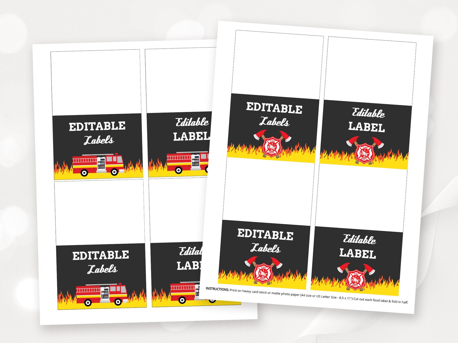Fireman Food Labels Instant Download - Firefighter Food Label ...