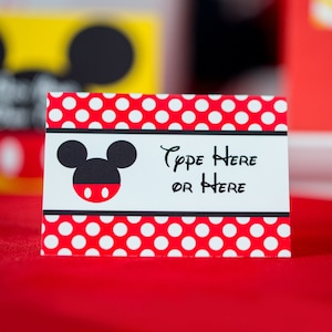 Etichette per alimenti di Topolino - Tenda per cibo per feste di compleanno di Topolino - Etichette per buffet di Topolino stampabili di Printable Studio