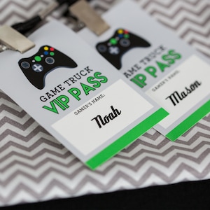 VIP-pas videogameparty - VIP-pasje videogame-afdrukbaar - videogame-ID-badge afdrukbare studio