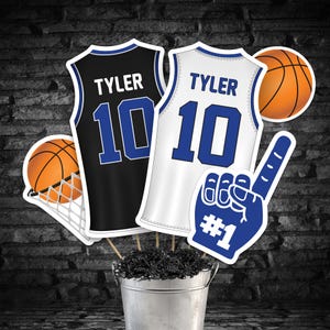 Blue Basketball Party Centerpieces: Printable Birthday Decor (Digital Download)
