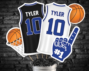 Blue Basketball Party Centerpieces: Printable Birthday Decor (Digital Download)