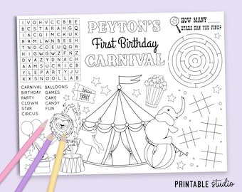 Carnival coloring sheet, Carnival color page, Carnival kids coloring, Circus Color Pages, Circus Birthday Activity Page