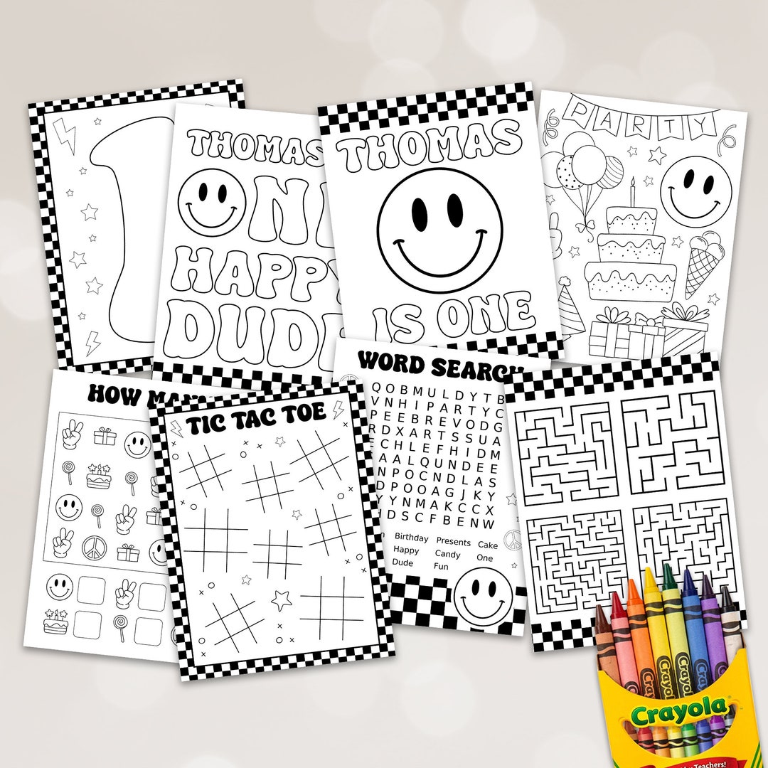 Editable Happy Dude Party Coloring Pages, Smiley Face Activity Pages ...