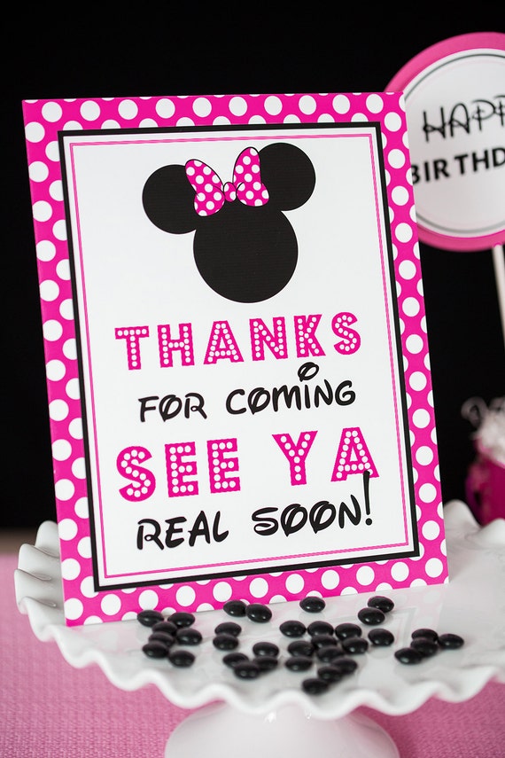 Thanks for Coming See Ya Real Soon Pink Minnie Sign - Instant Download Minnie Mouse Party Sign - Printable Minnie Mouse Signs Il_570xn