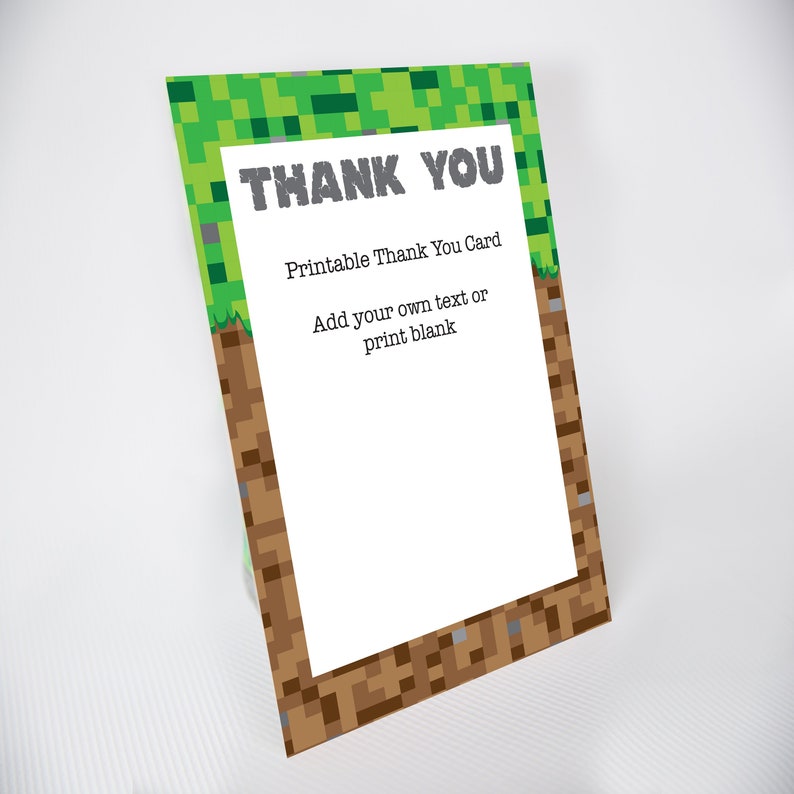 Video Game Inspired Thank You INSTANT DOWNLOAD Pixel Game Printable Thank You Pixel game Thank You Card by Printable Studio image 1