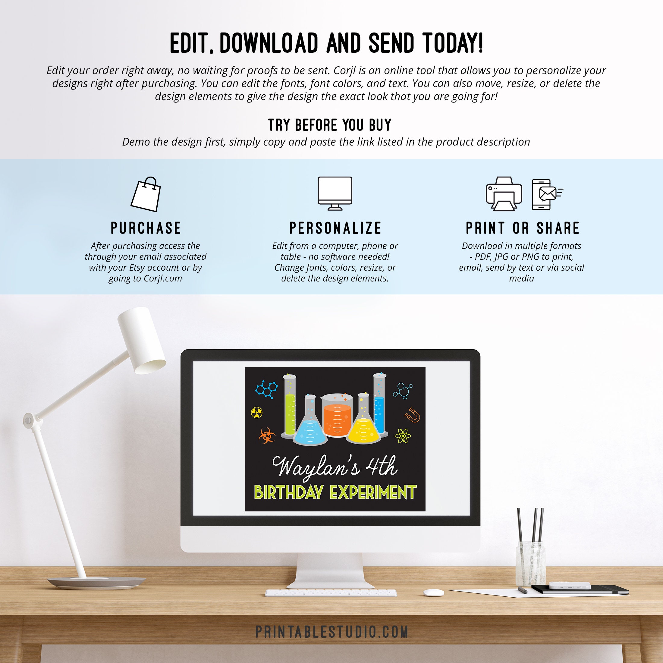 Science Party Welcome Sign - Printable Scientist Party Sign - Science ...