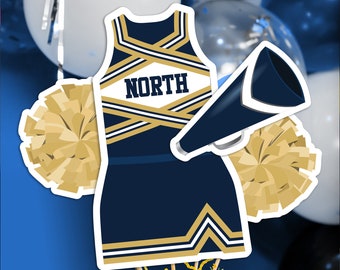 Cheerleading Centerpieces in Navy Gold Printable Cheer Centerpieces Navy Blue Gold Cheerleading Table Decorations Navy Gold Cheer Banquet