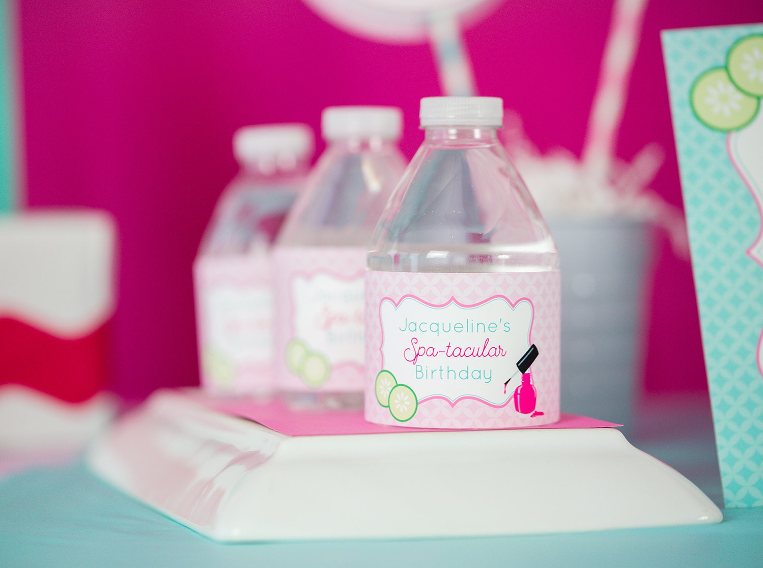 Custom Personalized Spa Party Water Bottles & Additional Assorted