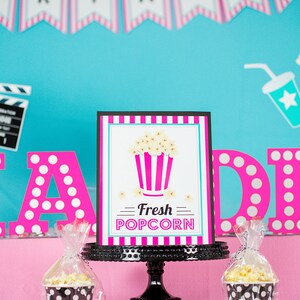 Pink Film Sign Movie Party Signs - Instant Download Pink Movie Party Signs - Movie ...
