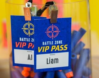 Dart Party VIP Pass - Printable Dart VIP Pass by - Battle Zone ID Badge for Foam Dart Party Printable Studio