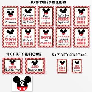 Mickey Party Signs - Instant Download Mickey Mouse Party Signs - Printable Set of Mickey Mouse Birthday Signs image 8