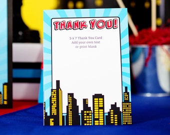 Superhero Thank You Card -  Superhero Party Thank You Card - Printable Superhero Thank You Card by Printable Studio