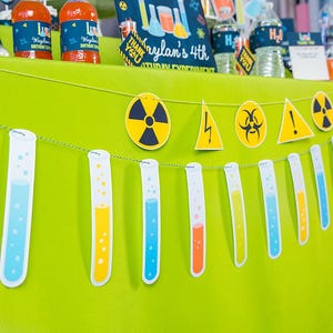 Science Birthday Decorations, Science Party Decorations, Mad Scientist Party, Boys Science Decorations, STEM Party Decor Blue Science Party image 7
