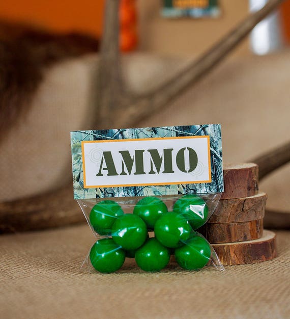 Hunting Party Favor Bag Topper INSTANT DOWNLOAD - Ammo Treat Bag Treat Bag for Hunting Birthday Party by Printable Studio Il_570xn