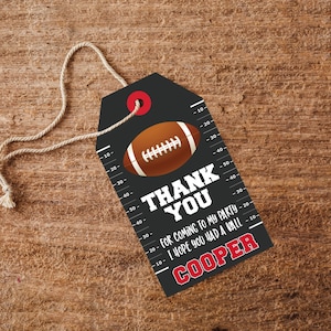 Football Favor Tags - Printable Football Party Favor Tags in Red - Instant Download Football Favors - Football Birthday Party Thank You Tags