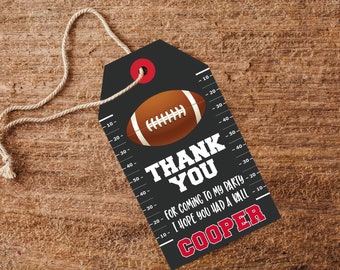 Football Favor Tags - Printable Football Party Favor Tags in Red - Instant Download Football Favors - Football Birthday Party Thank You Tags