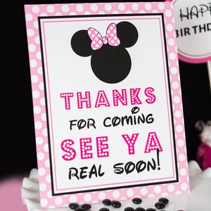 Thanks for Coming See Ya Real Soon Sign - Instant Download Minnie Mouse Party Sign - Minnie Thank You Sign by Printable Studio