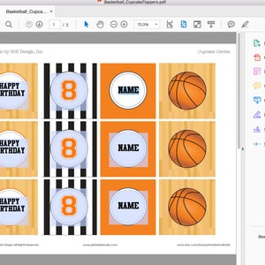 Basketball Party Cupcake Topper Printable Basketball Birthday Party ...
