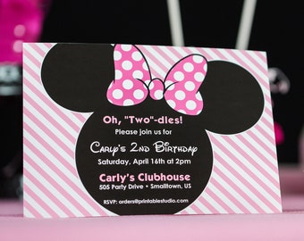 Pink Minnie Mouse Invitation - Printable Minnie Invitation - Oh Twodles birthday party invitations - Minnie Invitation by Printable Studio