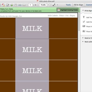 Milk Bottle Wrappers Instant Download MILK Label Printable Milk Bottle Labels in Red Blue and ...