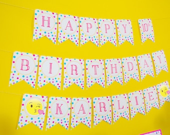 Banner de Aniversário Emoji - Download Instantâneo - Banner Emoji de Feliz Aniversário para Imprimir da Printable Studio
