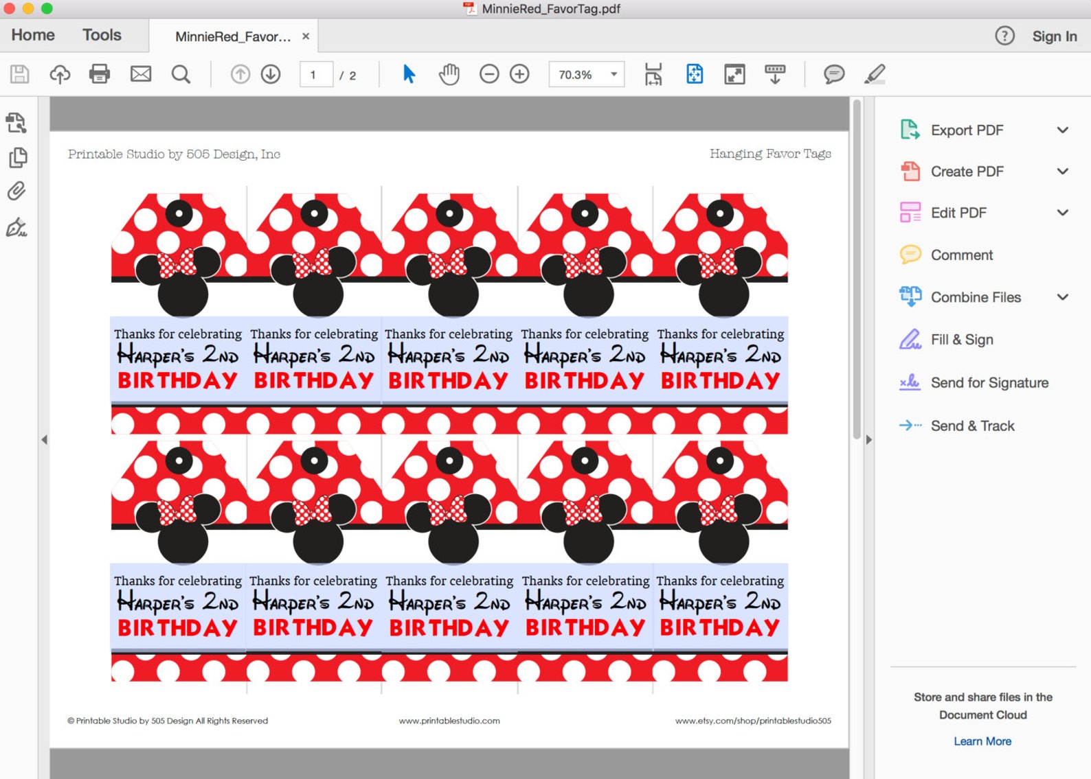 Red Minnie Mouse Favor Tags Printable Minnie Mouse Party - Etsy