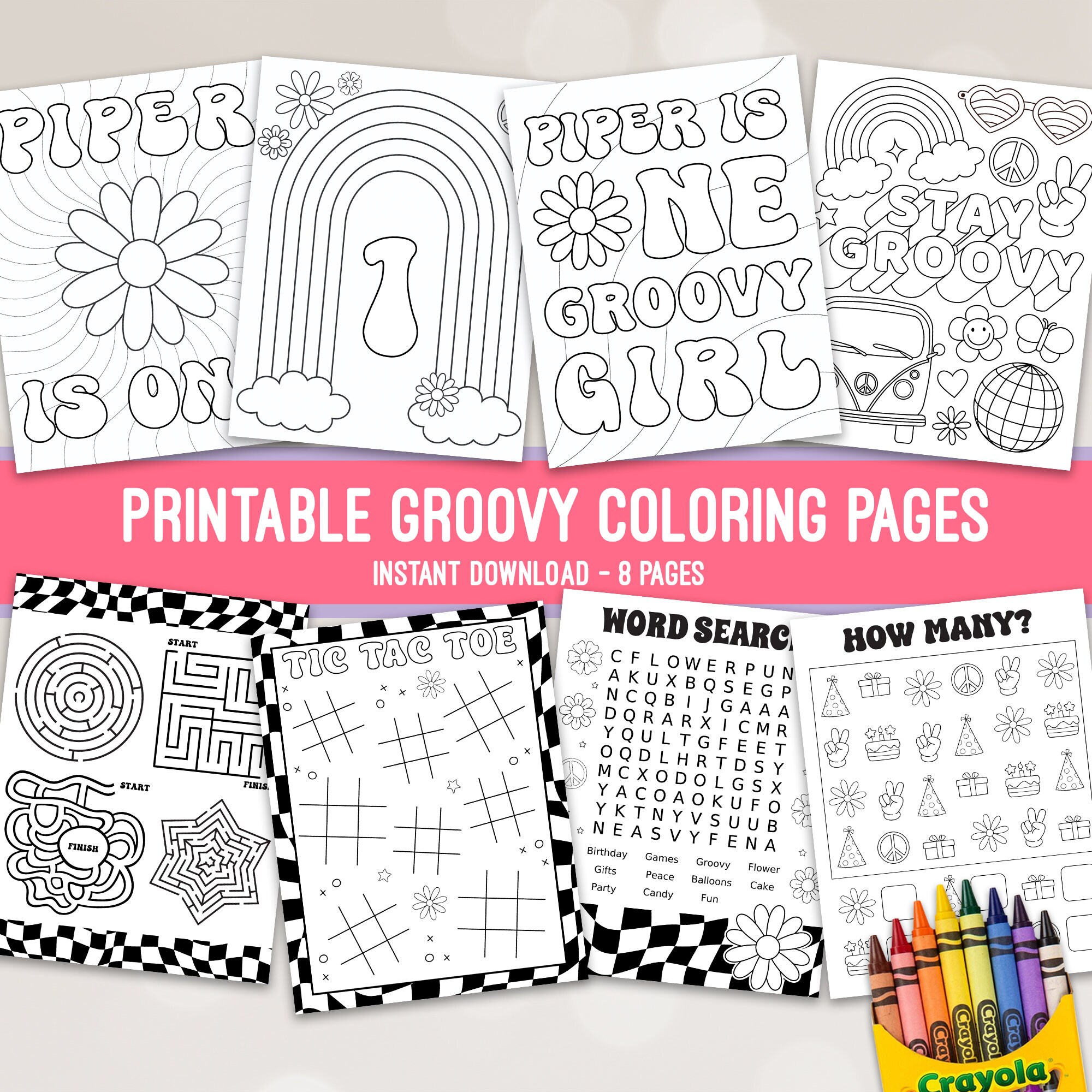 Daisy Coloring Pages Groovy Girl Activity Pages One Groovy Birthday ...