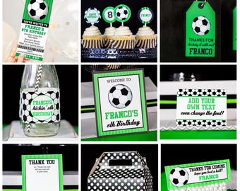 Soccer Party Decorations, Instant Download Soccer Birthday Party Decoration, Printable Soccer Party Decor by Printable Studio