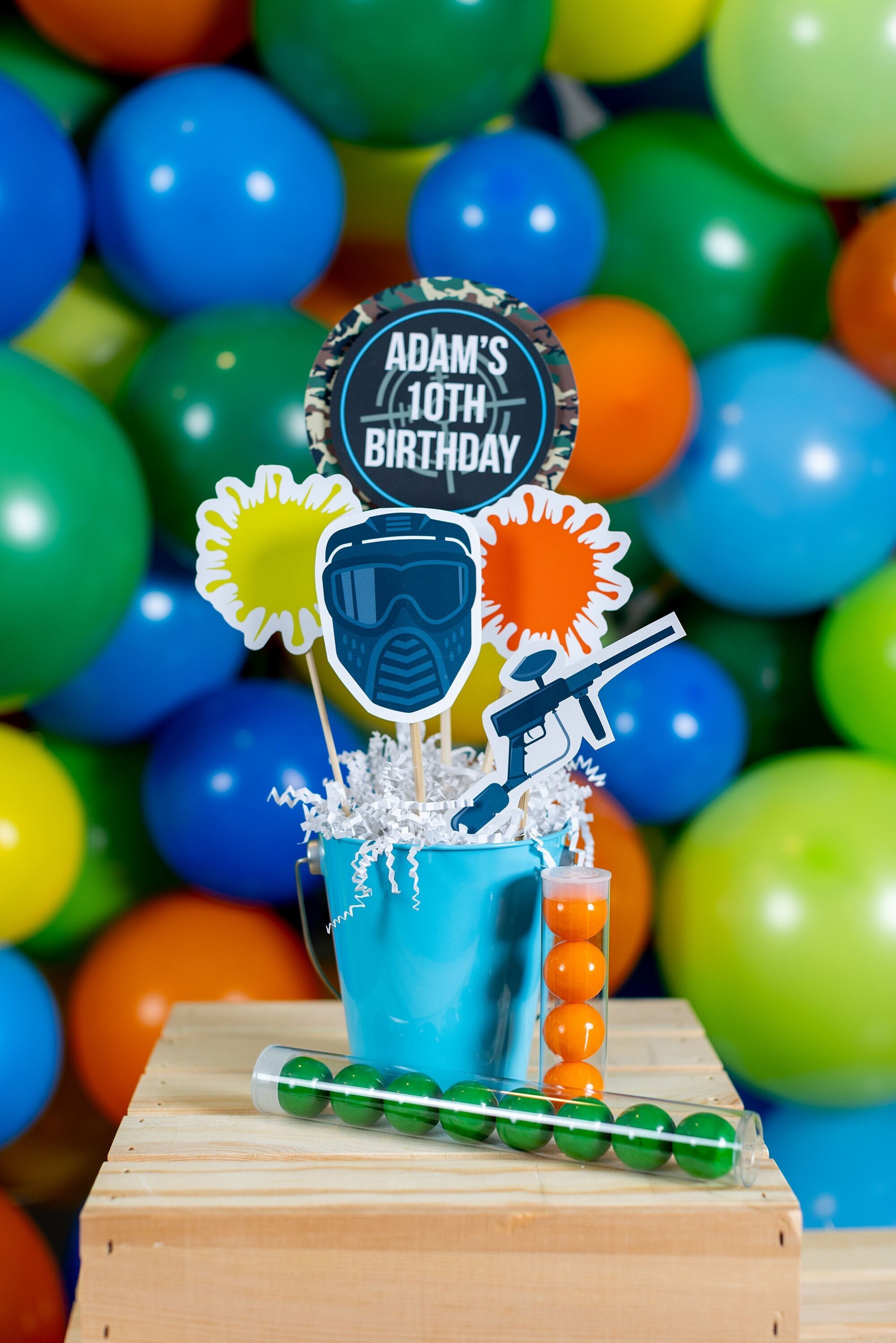 12PCS Paintball Honeycomb Centerpieces - Colorful Paint Splash Party Decorations For Birthday & Sport Themes