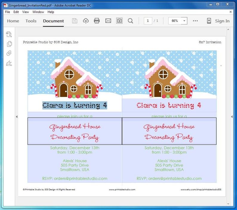 Gingerbread House Invitation INSTANT DOWNLOAD Printable | Etsy